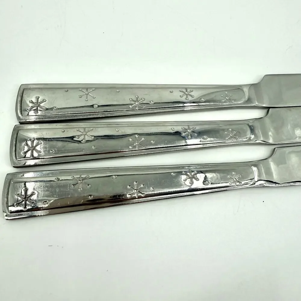 Lot of 3 Vintage Sakura New French Solid Knife Stainless Steel Snowflake Mumm